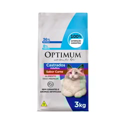 Ração Para Gatos Castrados Optimum Carne - 3Kg - 3 Kilos