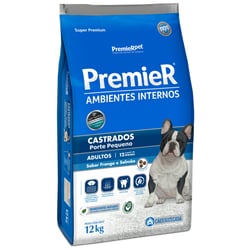 Ração Premier Ambientes Internos Adultos Castrados Raças Pequenas Frango E Salmão - 12Kg - 12 Kilos
