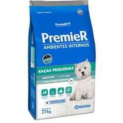 Ração Premier Ambientes Internos Adultos Sabor Frango & Salmão - 7,5Kg - 7,5 Kilos