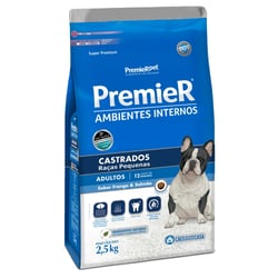 Ração Premier Ambientes Internos Castrados Adultos Sabor Frango E Salmão - 2,5Kg - 2,5 Kilos