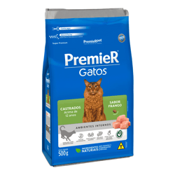 Ração Premier Ambientes Internos Frango Para Gatos Adultos Castrados +12 Anos - 500G - 500 Gramas