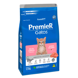 Ração Premier Ambientes Internos Para Gatos Filhotes Pelos Longos - 1,5Kg - 1,5 Kilos