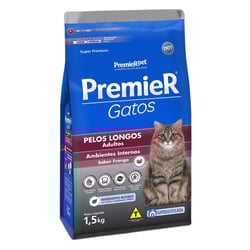 Ração Premier Frango Para Gatos Adultos De Pelos Longos Internos 1,5Kg - 1,5 Kilos