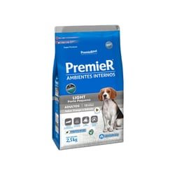 Ração Premier Light Adultos Sabor Frango & Salmão Para Cães Ambientes Internos - 2,5Kg - 2,5 Kilos