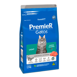 Ração Premier Light Gatos Adultos Sabor Salmão - 1,5Kg - 1,5 Kilos