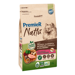 Ração Premier Nattu Cães Adultos De Raças Pequenas Sabor Frango E Mandioca - 1Kg - 1 Kilo