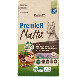 Ração Premier Nattu Para Cães Sênior De Porte Pequeno Sabor Mandioca - 1 Unidade - 2,5 Kilos