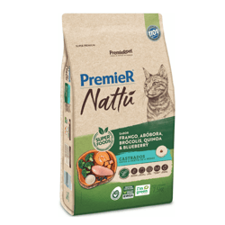 Ração Premier Nattu Para Gatos Adultos Castrados Sabor Abóbora, Frango, Brócolis, Quinoa E Blueberry - 1,5Kg - 1,5 Kilos