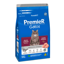 Ração Premier Para Gatos Adultos De Pelos Longos Sabor Frango 500G - 500 Gramas