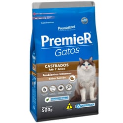 Ração Premier Para Gatos Castrados 6 Meses A Até 7 Anos Sabor Salmão - 0,5Kg