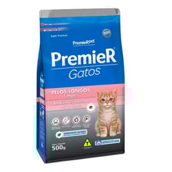Ração Premier Pelos Longos Sabor Salmão Para Gatos Filhotes - 500G - 500 Gramas