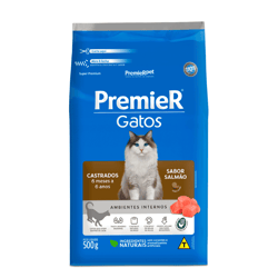 Ração Premier Salmão Para Gatos Castrados 6 Meses A 6 Anos - 500G - 500 Gramas