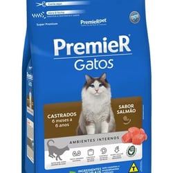 Ração Premier Salmão Para Gatos Castrados De 6 Meses A 6 Anos - 7,5Kg