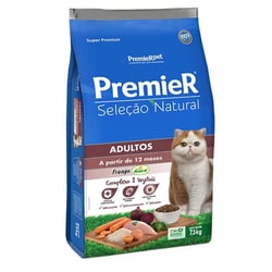 Ração Premier Seleção Natural Frango Para Gatos Adultos - 7,5Kg