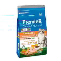 Ração Premier Seleção Natural Frango Para Gatos Castrados Adultos - 1,5Kg - 1,5 Kilos
