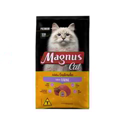 Ração Premium Magnus Cat Sabor Carne 10,1Kg Para Gatos Adultos Castrados