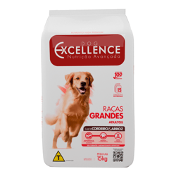 Ração Seca Dog Excellence Adulto Sabor Cordeiro E Arroz Para Cães De Raças Grandes - 15Kg