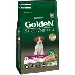 Ração Seca Golden Seleção Natural Mini Bits Frango E Arroz Para Cães Filhotes De Porte Pequeno - 3 Kilos