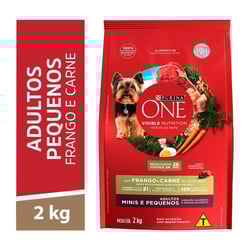 Ração Seca Purina One Frango E Carne Para Cães Adultos Porte Mini E Pequeno - 2 Kilos