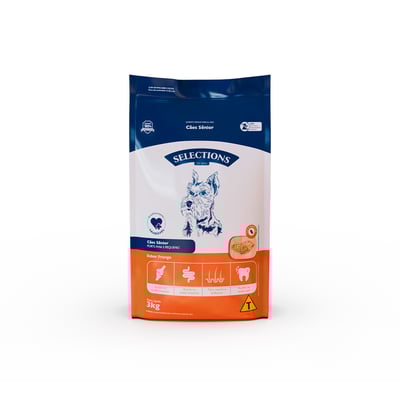 Ração Selections For Pet Sabor Frango 3Kg Para Cães Sênior De Porte Mini E Pequeno