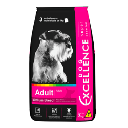 Ração Super Premium Dog Excellence Medium Adult 3Kg - Seca Para Cachorros