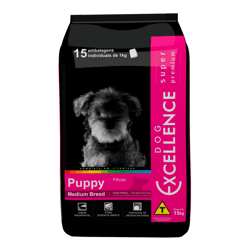 Ração Super Premium Dog Excellence Medium Puppy 15Kg Para Cachorros