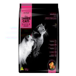 Ração Three Cats Super Adultos Salmão E Frango Para Gatos - 500G