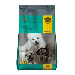 Ração Three Dogs Original Para Cães Adultos De Raças Pequenas Sabor Frango, Carne E Arroz - 1Kg - 1 Kilo