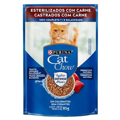 Ração Úmida Cat Chow Castrados Carne - 85G Sachê