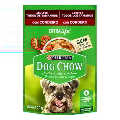 Ração Úmida Dog Chow Cães Adultos Cordeiro 100G - 1 Unidade