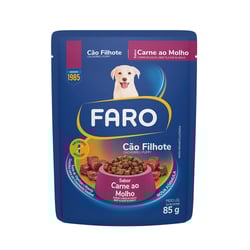Racao Umida Faro Para Caes Filhotes Sabor Carne Sache 85G