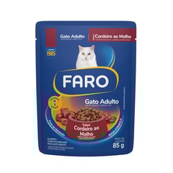 Ração Úmida Faro Para Gatos Adultos Sabor Cordeiro - 85G Sachê