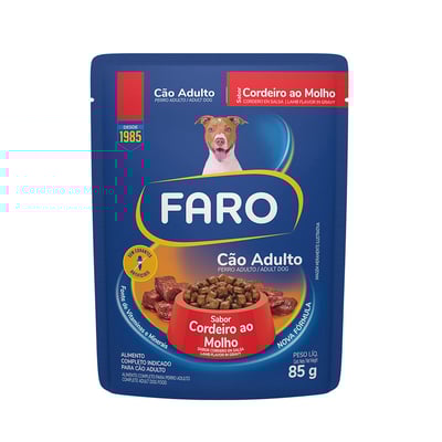 Ração Úmida Faro Sabor Cordeiro Para Cães Adultos - 1 Sachê 85G