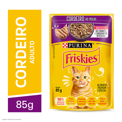 Ração Úmida Friskies Cordeiro Ao Molho Para Gatos Adultos 85G - 1 Sachê