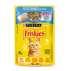 Ração Úmida Friskies Peixe Branco Ao Molho Para Gatos Adultos - 85G Sachê