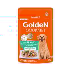 Ração Úmida Golden Gourmet Para Cães Adultos De Porte Médio E Grande Sabor Frango - 85G - Caixa C/20 Unidades - 1 Unidade
