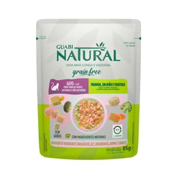 Ração Úmida Grain Free Guabi Natural Para Gatos Adultos - Salmão, Frango E Vegetais 85G - 1 Unidade