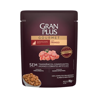 Ração Úmida Granplus Gourmet Filhotes Frango 85G - 1 Sachê - 1 Unidade