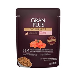 Ração Úmida Granplus Gourmet Gatos Adultos Sabor Salmão - 85G Sachê - 1 Unidade
