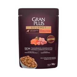 Ração Úmida Granplus Gourmet Sabor Salmão E Frango Para Cães Adultos - 100G Sachê - 1 Unidade
