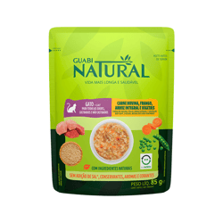 Ração Úmida Guabi Natural Gatos Carne Frango Arroz Vegetais - 85G Unidade