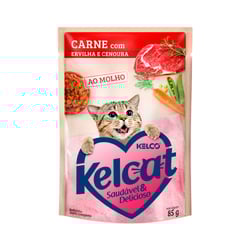 Ração Úmida Kelcat Carne, Ervilha E Cenoura - 85G - 1 Unidade