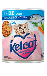 Ração Úmida Kelcat Peixe Com Ervilha E Cenoura Para Gatos - Lata 280G