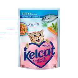 Ração Úmida Kelcat Peixe, Ervilha E Cenoura - 85G - 1 Unidade