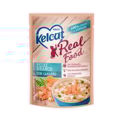 Ração Úmida Kelcat Real Food Sabor Peixe Branco Com Camarão 85G Para Gatos Exigentes - 1 Unidade