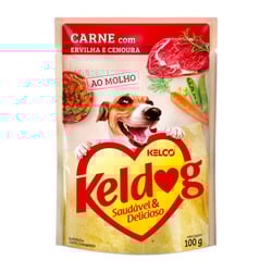 Ração Úmida Keldog Sachê Carne Com Ervilha E Cenoura Para Cães - 100G