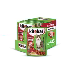 Ração Úmida Kitekat Sachê Carne Ao Molho Para Gatos Adultos - 48 Unidades