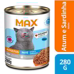 Ração Úmida Max Cat Patê Atum E Sardinha Para Gatos Adultos - 280G