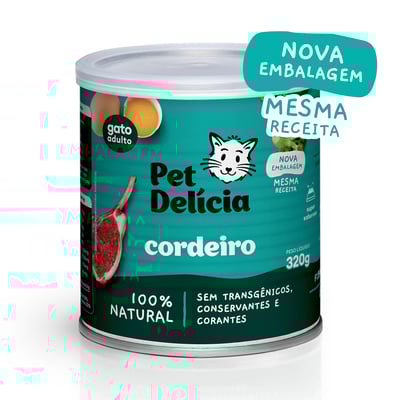 Ração Úmida Natural Cordeiro Pet Delícia Para Gatos Adultos - 320G