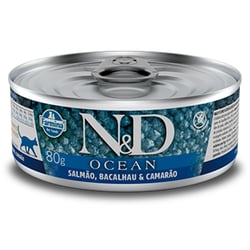 Ração Úmida N&D Ocean Gatos Salmão, Bacalhau E Camarão - 80G